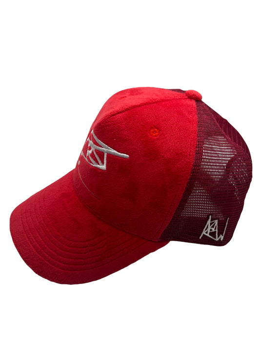 ARTKW Luxury Red Velvet Cap with Meticulously Embroidered Logo - Fashionable and Comfortable Snapback For Men